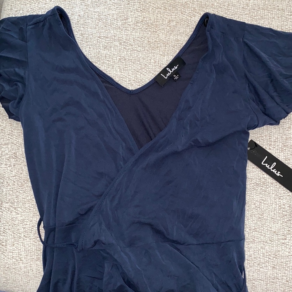 Super soft navy wrap shirt